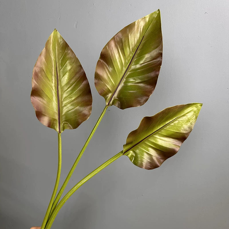 Strelitzienblatt künstlich, 74 cm PU Real-Touch Deko-Blatt, Großes Kunstblatt für Bodenvase, Gestecke & Hochzeit, Braun-Töne