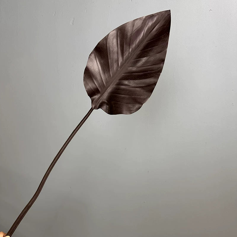 Strelitzienblatt künstlich, 74 cm PU Real-Touch Deko-Blatt, Großes Kunstblatt für Bodenvase, Gestecke & Hochzeit, Braun-Töne