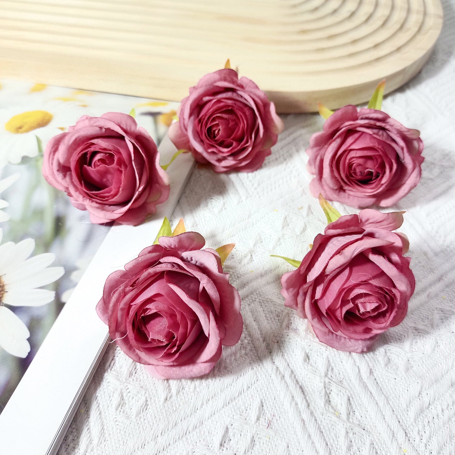 5 cm Hochwertige Kunstrosen, Realistische Seidenblumen, Ideal für Hochzeiten, DIY-Geschenkverpackung, Floristik, Dekoration