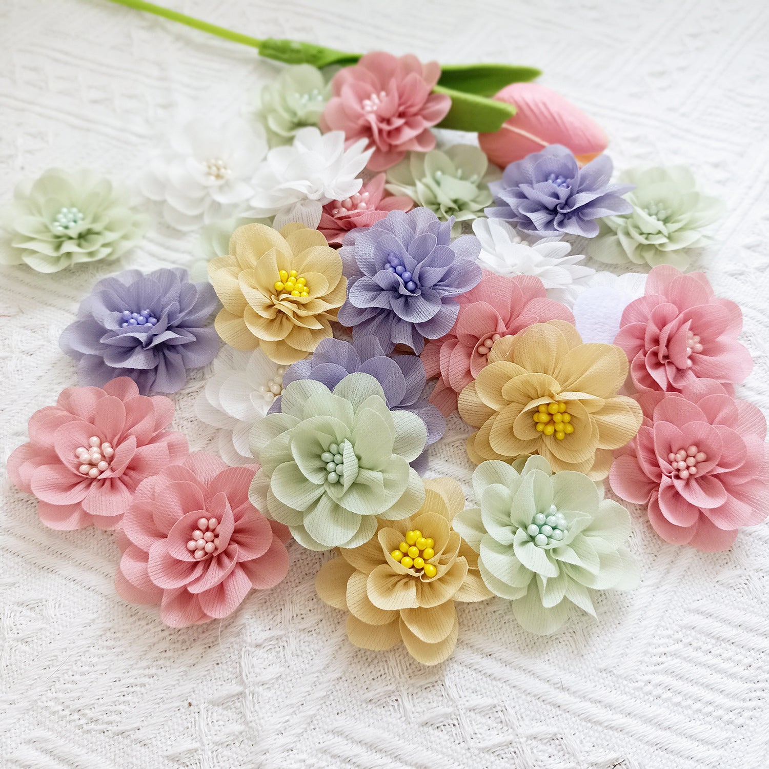 Künstliche Wildblumen Köpfe 5 cm, Realistische Stoffblüten für DIY, Basteln, Hochzeit, Gestecke, Haarschmuck, Geschenkdeko