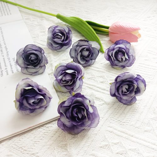10x Künstliche Rosenköpfe Vintage (4 cm), Hochwertige Seidenblumen für DIY, Hochzeit, Anstecker, Gestecke, Tischdekoration, Basteln