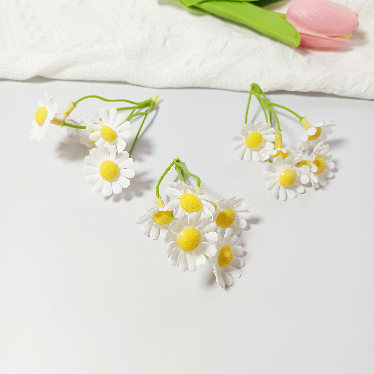 Künstliche kleine Gänseblümchen, 20 Stück, 2cm x 2cm x 7cm, realistisch, DIY, Hochzeitsdekoration, Geschenkverpackung, Floristik