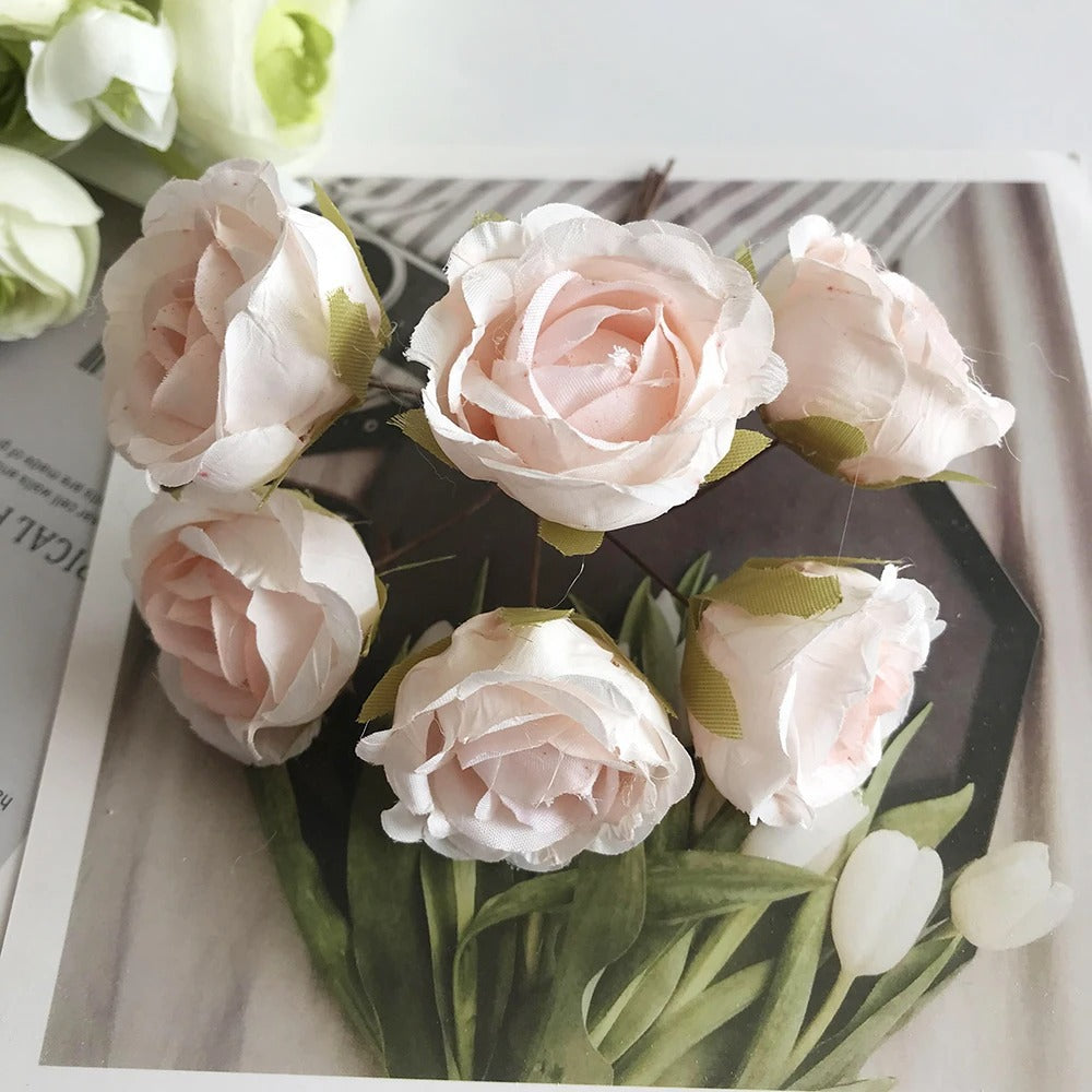Künstliche Rose Vintage, 12 cm Rosenkopf täuschend echt, ideal für DIY-Projekte, Hochzeitsdeko, Gestecke und Geschenkverpackung