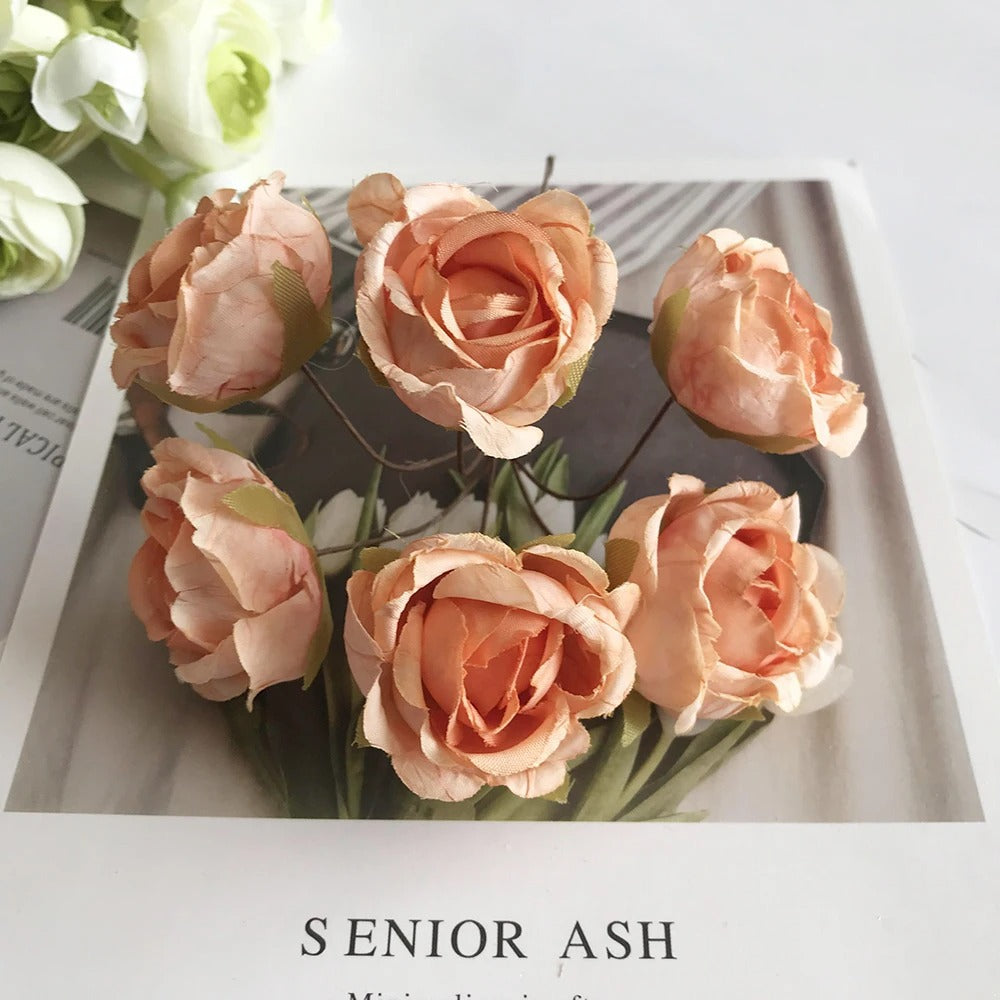 Künstliche Rose Vintage, 12 cm Rosenkopf täuschend echt, ideal für DIY-Projekte, Hochzeitsdeko, Gestecke und Geschenkverpackung