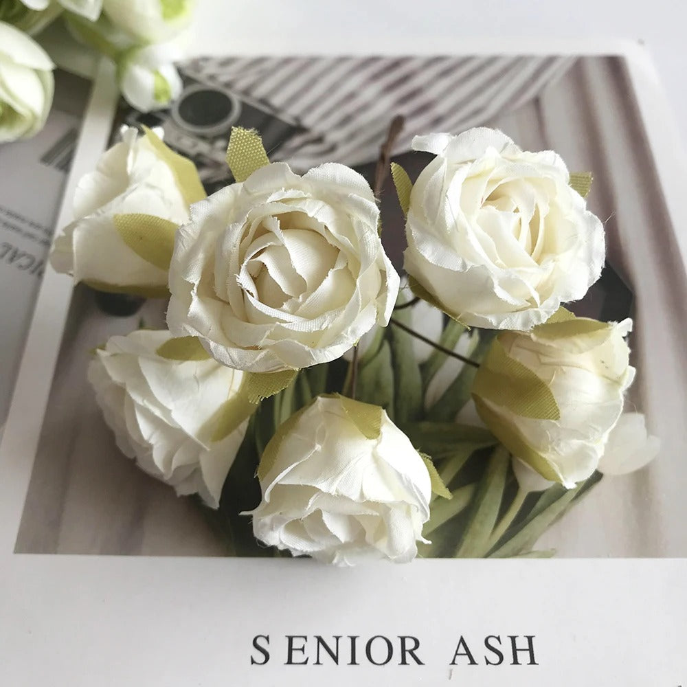 Künstliche Rose Vintage, 12 cm Rosenkopf täuschend echt, ideal für DIY-Projekte, Hochzeitsdeko, Gestecke und Geschenkverpackung