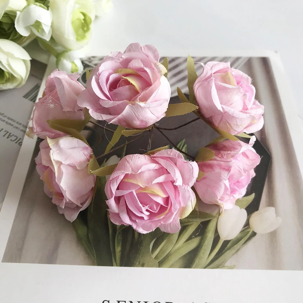 Künstliche Rose Vintage, 12 cm Rosenkopf täuschend echt, ideal für DIY-Projekte, Hochzeitsdeko, Gestecke und Geschenkverpackung