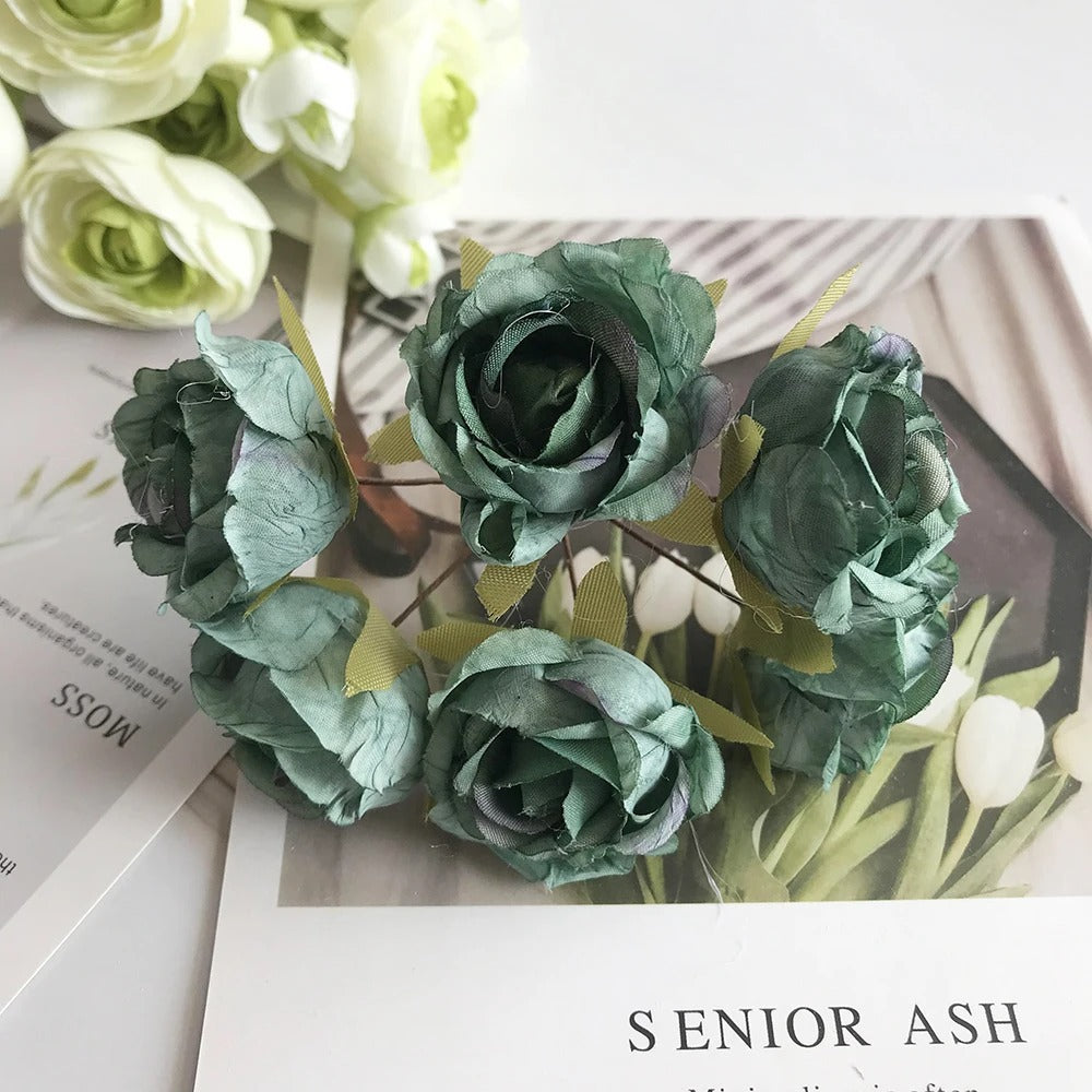 Künstliche Rose Vintage, 12 cm Rosenkopf täuschend echt, ideal für DIY-Projekte, Hochzeitsdeko, Gestecke und Geschenkverpackung