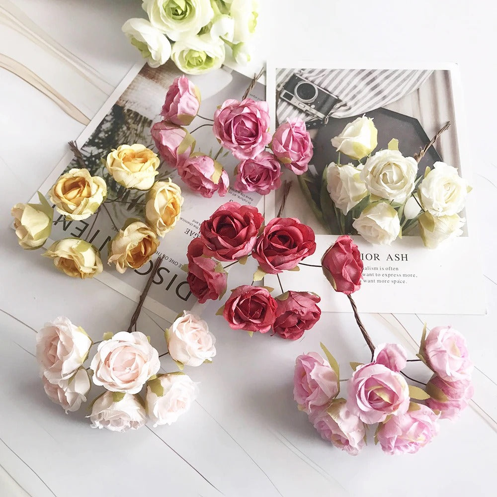 Künstliche Rose Vintage, 12 cm Rosenkopf täuschend echt, ideal für DIY-Projekte, Hochzeitsdeko, Gestecke und Geschenkverpackung