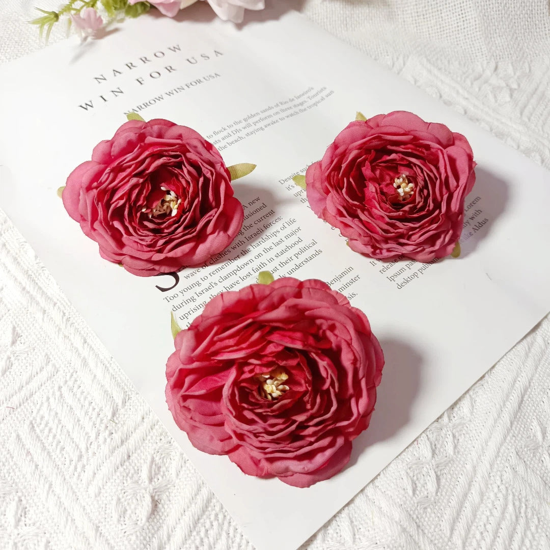 3er Set Kamelienblüten 7cm, Täuschend Echte Blütenköpfe für DIY, Hochzeitsdeko, Gestecke & Kränze, Hochwertige Kunstblumen zum Basteln