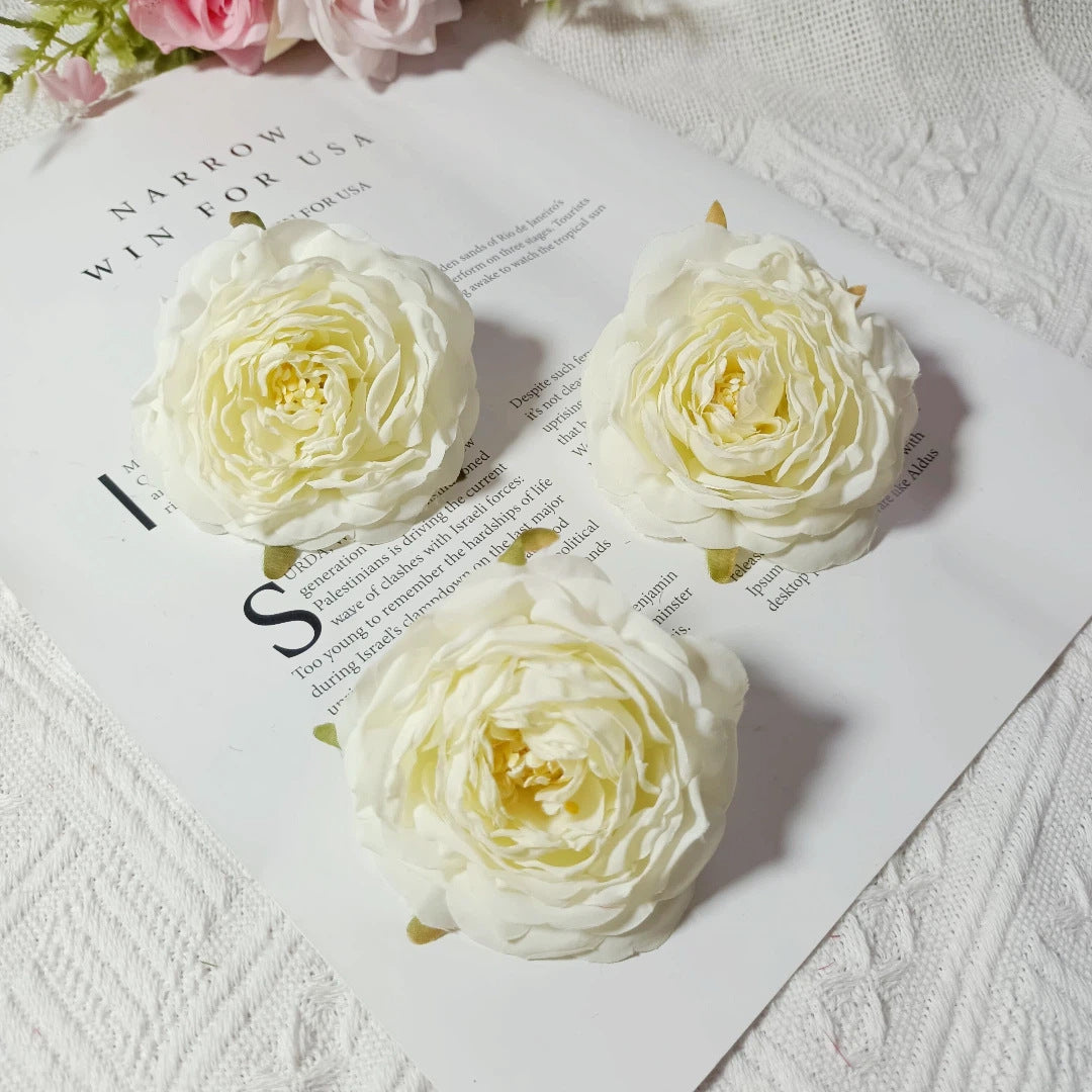 3er Set Kamelienblüten 7cm, Täuschend Echte Blütenköpfe für DIY, Hochzeitsdeko, Gestecke & Kränze, Hochwertige Kunstblumen zum Basteln