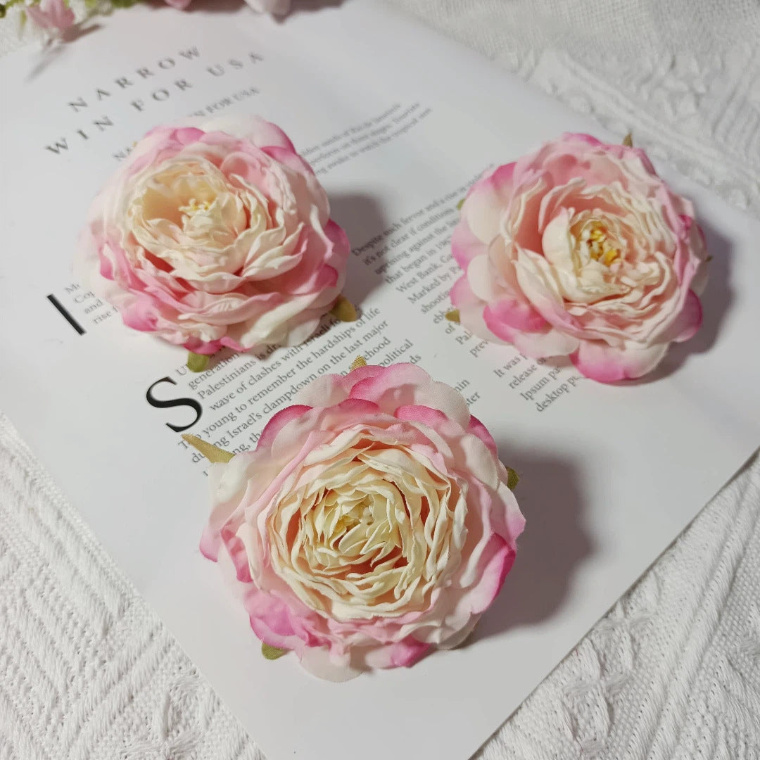 3er Set Kamelienblüten 7cm, Täuschend Echte Blütenköpfe für DIY, Hochzeitsdeko, Gestecke & Kränze, Hochwertige Kunstblumen zum Basteln
