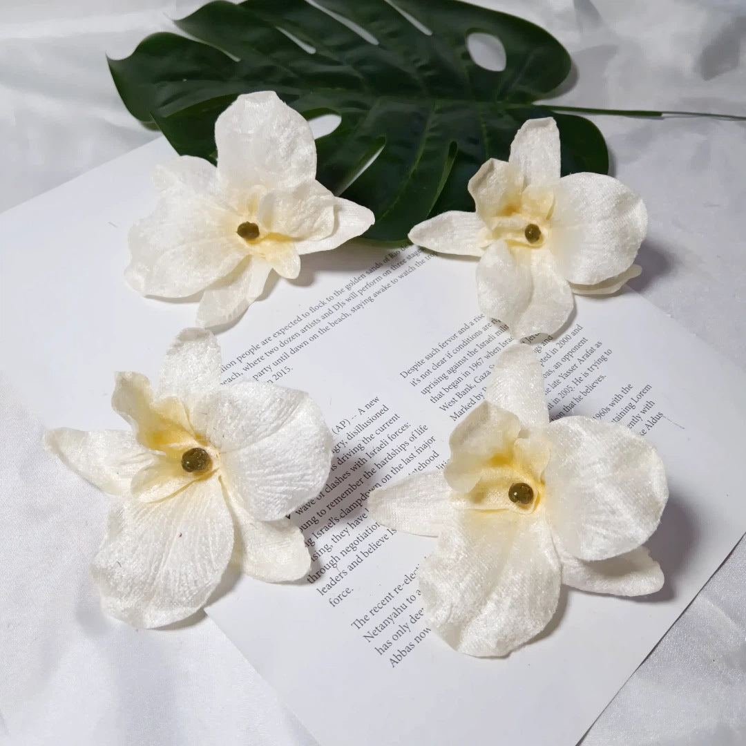 Künstliche Orchideenblüten, 9cm, Samt, realistisch, perfekt für Hochzeiten, DIY Arrangements, Geschenkverpackungen
