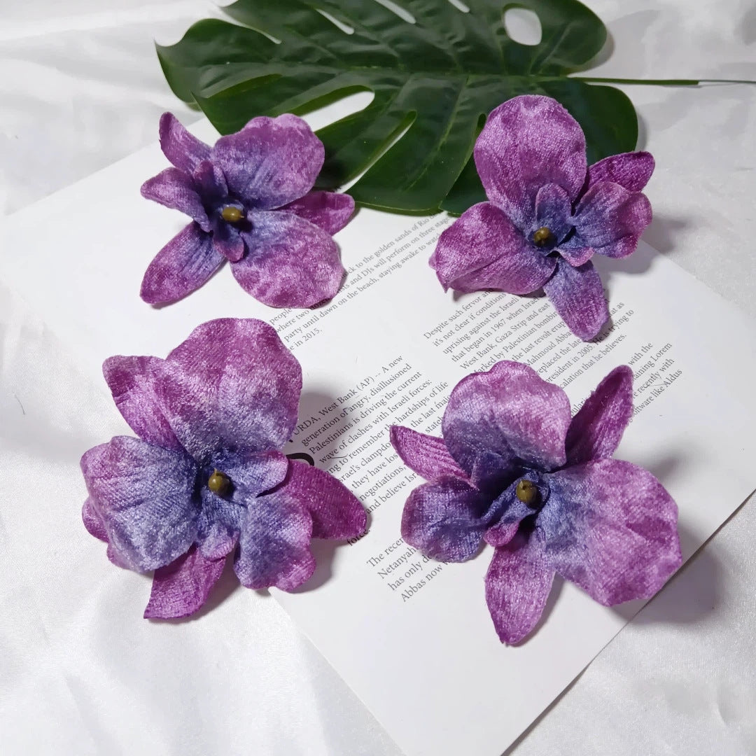 Künstliche Orchideenblüten, 9cm, Samt, realistisch, perfekt für Hochzeiten, DIY Arrangements, Geschenkverpackungen