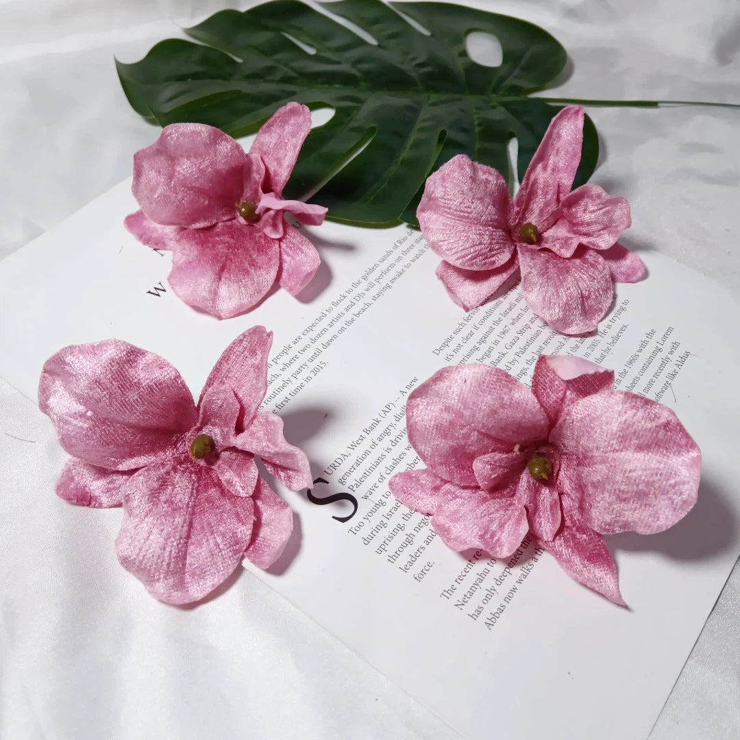Künstliche Orchideenblüten, 9cm, Samt, realistisch, perfekt für Hochzeiten, DIY Arrangements, Geschenkverpackungen