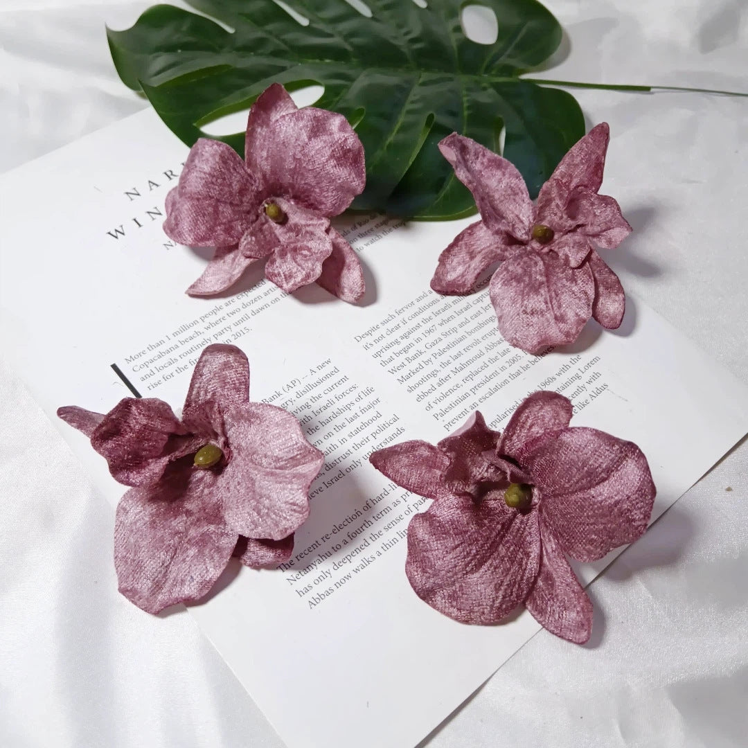 Künstliche Orchideenblüten, 9cm, Samt, realistisch, perfekt für Hochzeiten, DIY Arrangements, Geschenkverpackungen