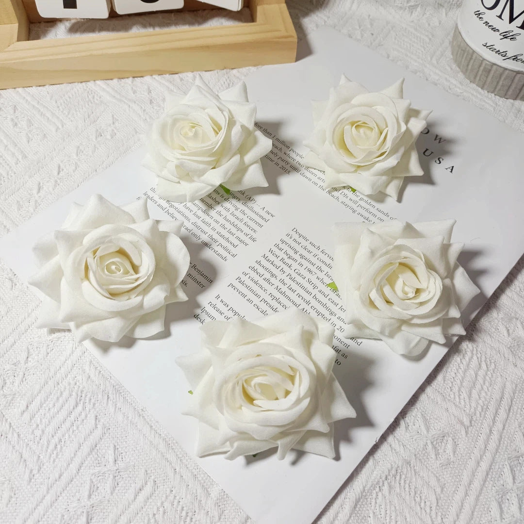 Große Kunstblumen-Rose aus Samt, 8x8x5 cm, realistisch, ideal für Hochzeiten, DIY-Geschenke, Dekoration