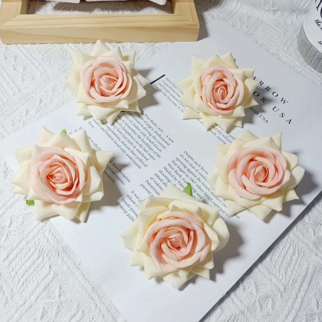 Große Kunstblumen-Rose aus Samt, 8x8x5 cm, realistisch, ideal für Hochzeiten, DIY-Geschenke, Dekoration