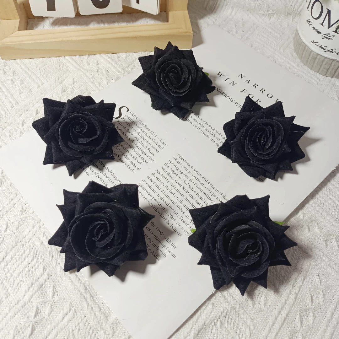 Große Kunstblumen-Rose aus Samt, 8x8x5 cm, realistisch, ideal für Hochzeiten, DIY-Geschenke, Dekoration