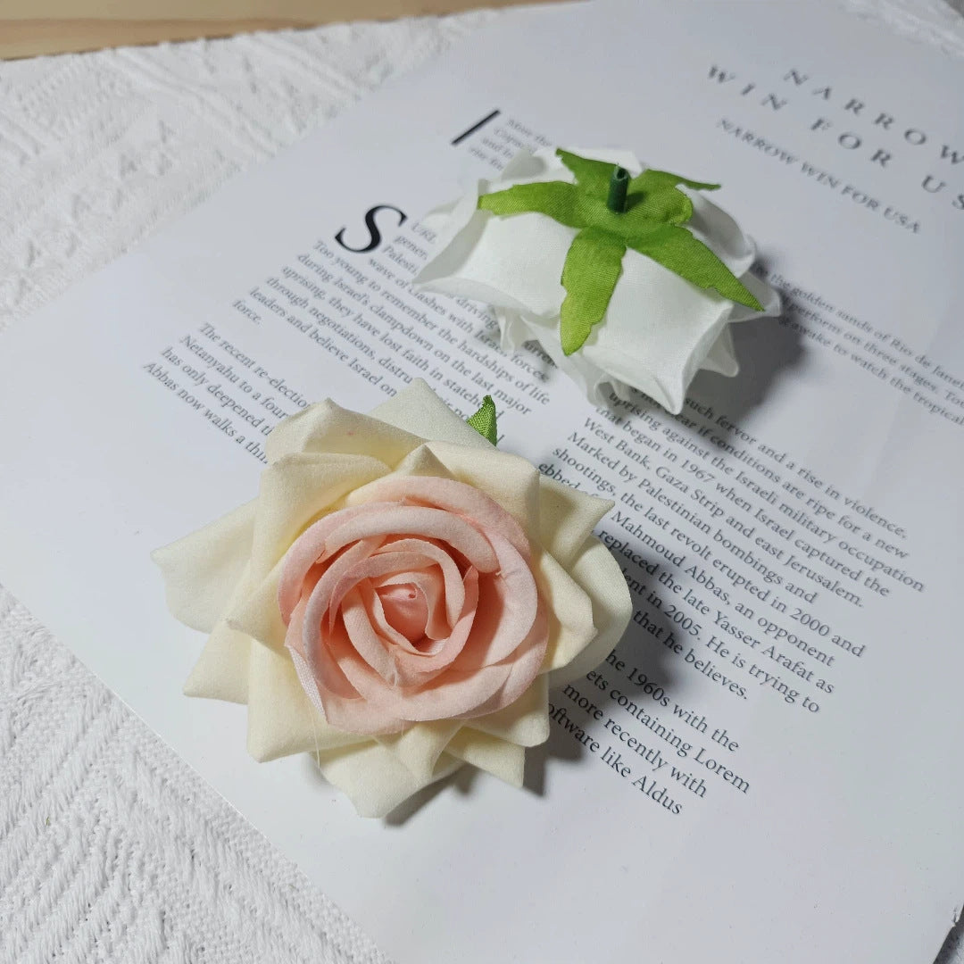 Große Kunstblumen-Rose aus Samt, 8x8x5 cm, realistisch, ideal für Hochzeiten, DIY-Geschenke, Dekoration