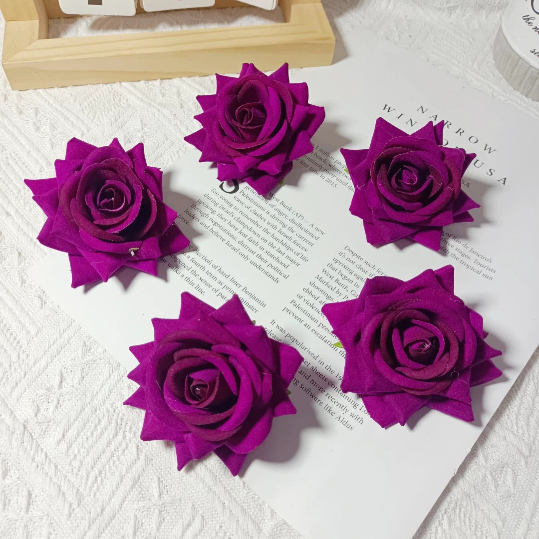 Große Kunstblumen-Rose aus Samt, 8x8x5 cm, realistisch, ideal für Hochzeiten, DIY-Geschenke, Dekoration