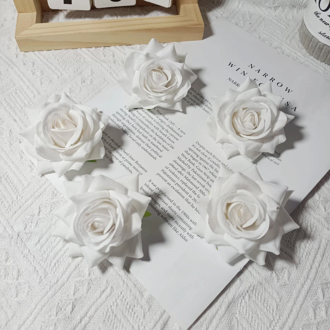 Große Kunstblumen-Rose aus Samt, 8x8x5 cm, realistisch, ideal für Hochzeiten, DIY-Geschenke, Dekoration