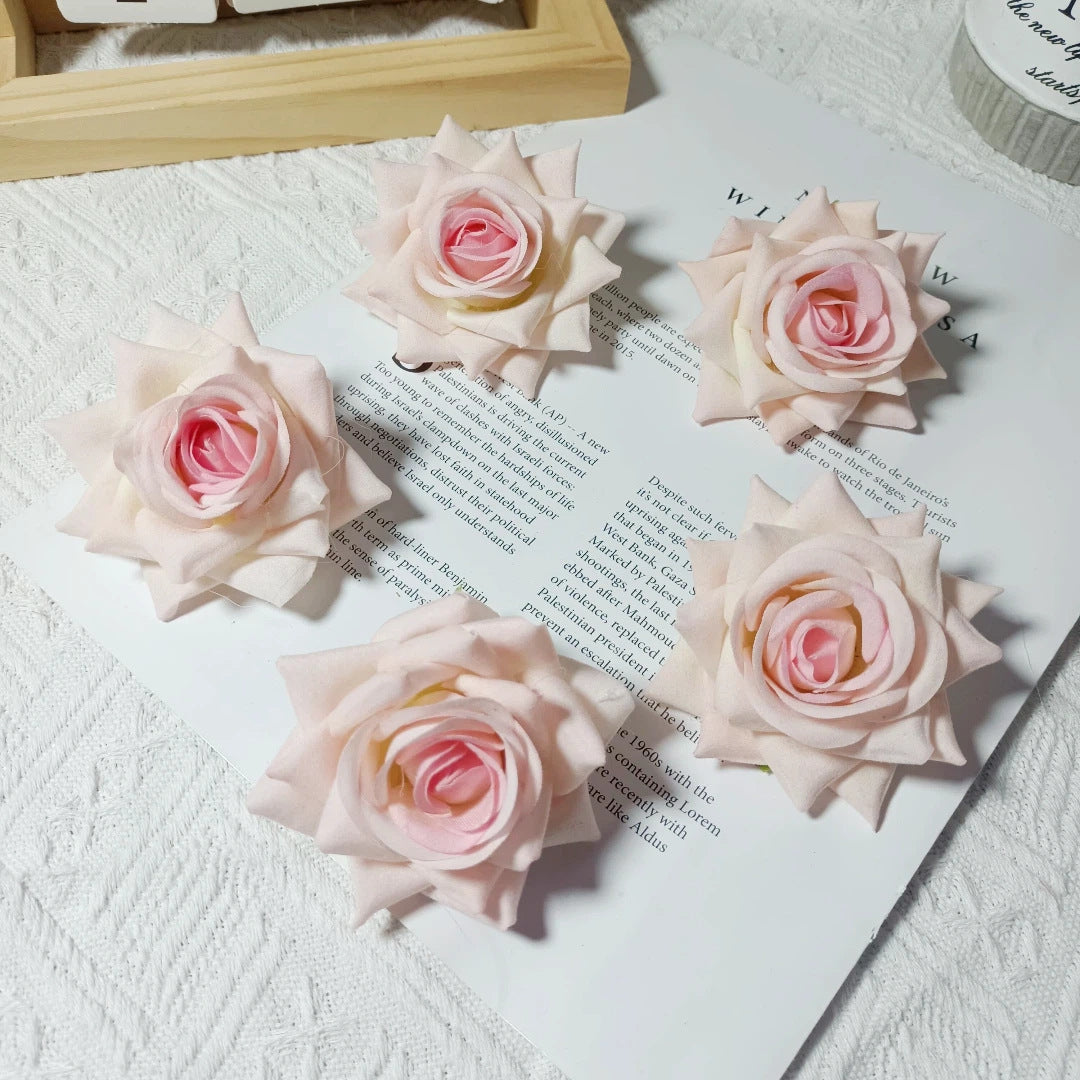 Große Kunstblumen-Rose aus Samt, 8x8x5 cm, realistisch, ideal für Hochzeiten, DIY-Geschenke, Dekoration