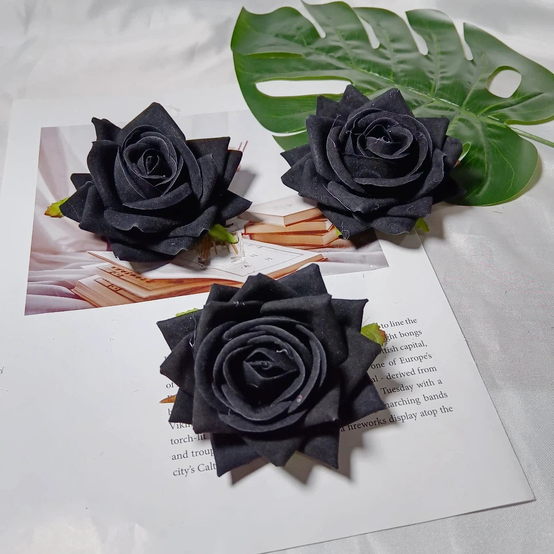 Samt-Rosenkopf 8 cm, realistischer Blütenkopf für DIY & Bastelprojekte, Kunstblume für Hochzeit, Gestecke, Dekoration