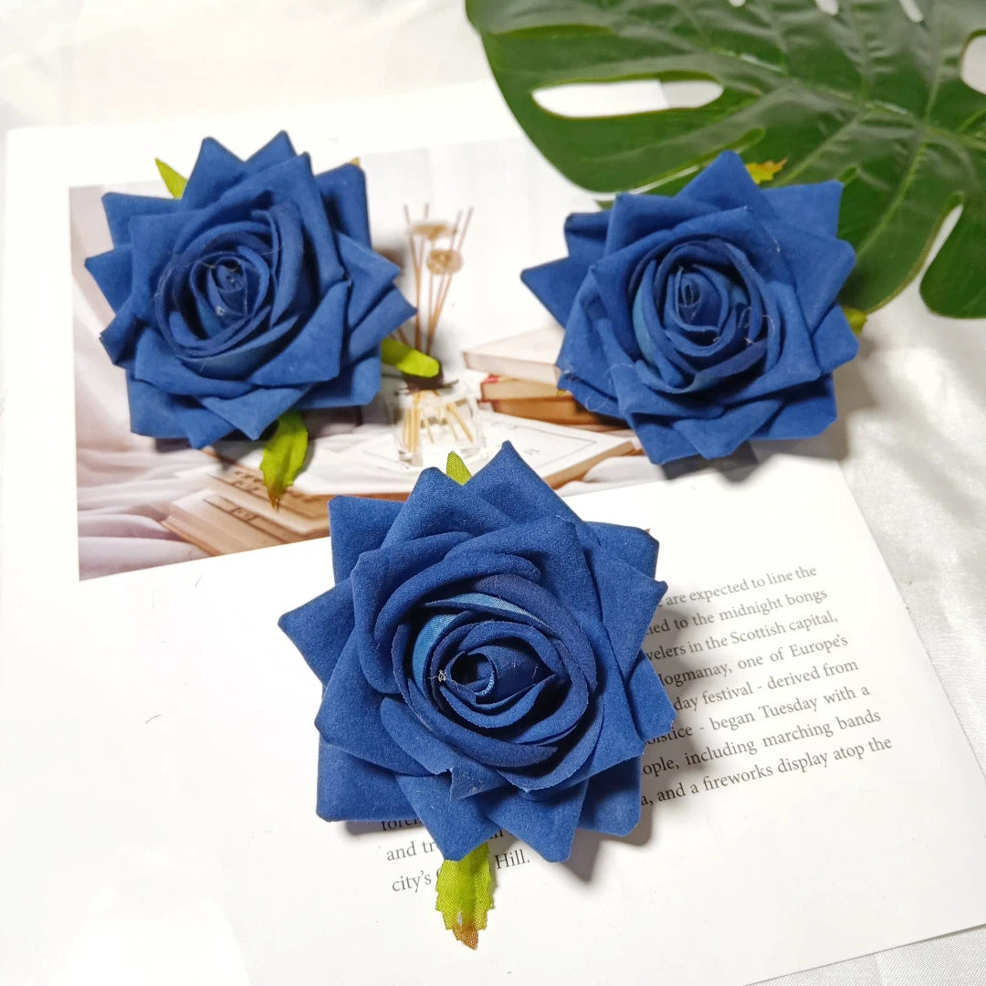 Samt-Rosenkopf 8 cm, realistischer Blütenkopf für DIY & Bastelprojekte, Kunstblume für Hochzeit, Gestecke, Dekoration