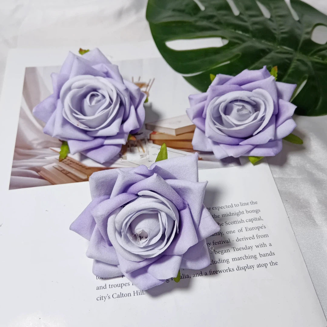 Samt-Rosenkopf 8 cm, realistischer Blütenkopf für DIY & Bastelprojekte, Kunstblume für Hochzeit, Gestecke, Dekoration