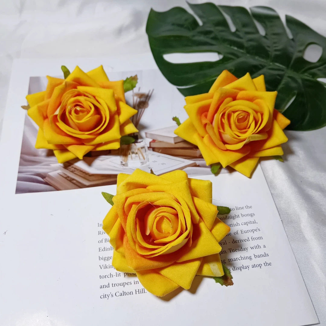 Samt-Rosenkopf 8 cm, realistischer Blütenkopf für DIY & Bastelprojekte, Kunstblume für Hochzeit, Gestecke, Dekoration