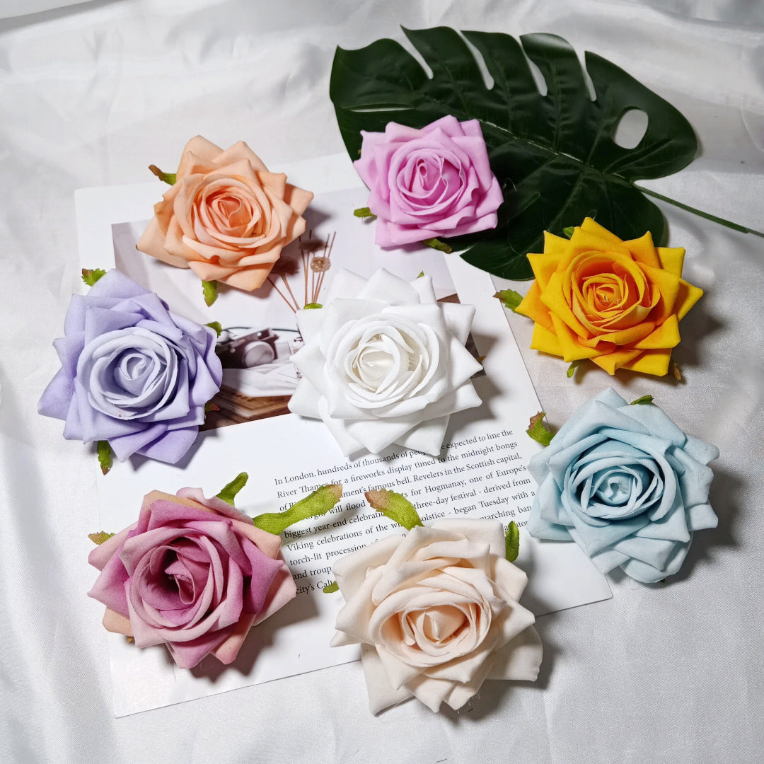 Samt-Rosenkopf 8 cm, realistischer Blütenkopf für DIY & Bastelprojekte, Kunstblume für Hochzeit, Gestecke, Dekoration
