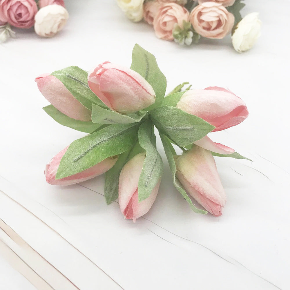 Kleiner Tulpenstrauß künstlich (6 Stk, 14,5cm), Naturgetreue Tulpen mit realistischer Haptik für Tischdeko, Hochzeit, Gestecke & DIY