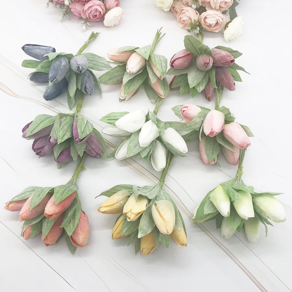 Kleiner Tulpenstrauß künstlich (6 Stk, 14,5cm), Naturgetreue Tulpen mit realistischer Haptik für Tischdeko, Hochzeit, Gestecke & DIY