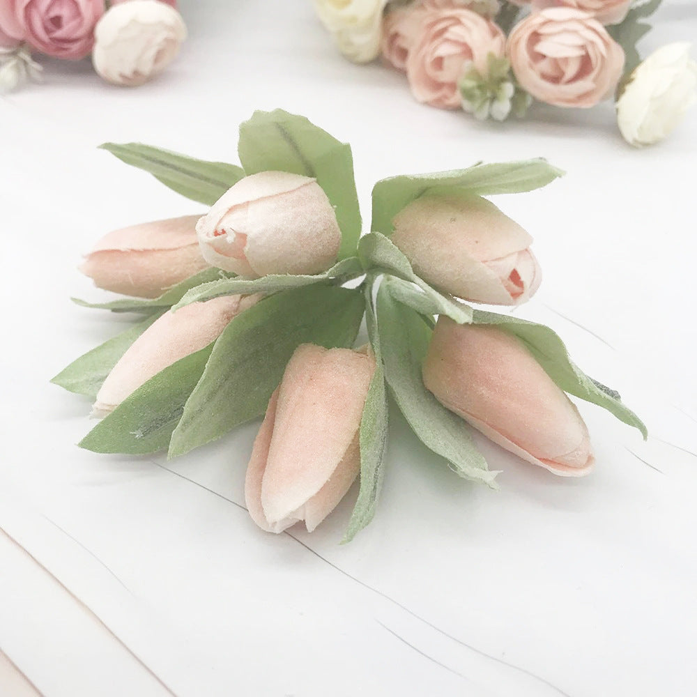 Kleiner Tulpenstrauß künstlich (6 Stk, 14,5cm), Naturgetreue Tulpen mit realistischer Haptik für Tischdeko, Hochzeit, Gestecke & DIY