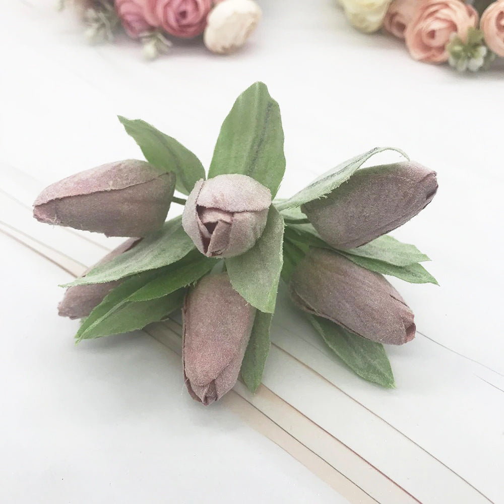 Kleiner Tulpenstrauß künstlich (6 Stk, 14,5cm), Naturgetreue Tulpen mit realistischer Haptik für Tischdeko, Hochzeit, Gestecke & DIY