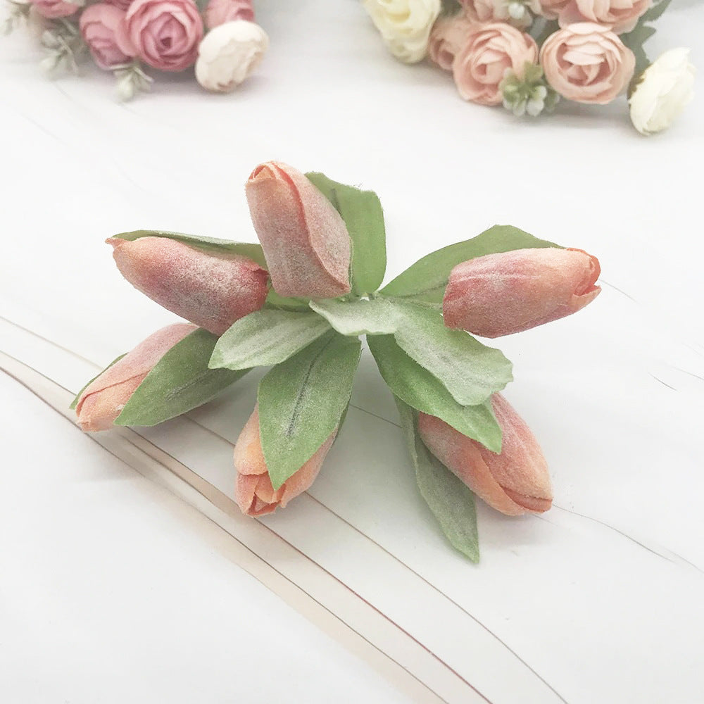 Kleiner Tulpenstrauß künstlich (6 Stk, 14,5cm), Naturgetreue Tulpen mit realistischer Haptik für Tischdeko, Hochzeit, Gestecke & DIY
