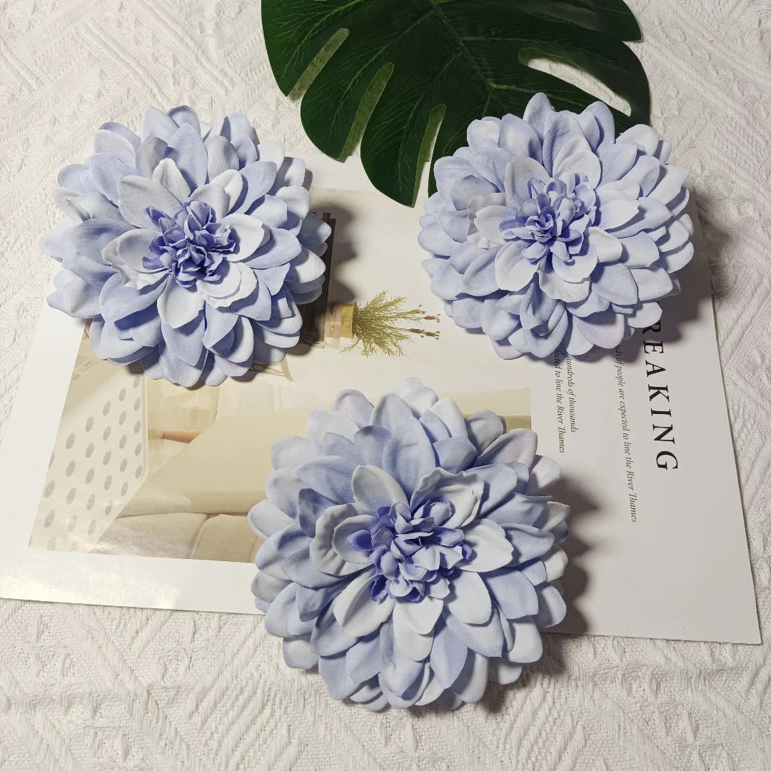 Dahlienköpfe 3er Set, 10 cm Kunstblumen-Köpfe, Täuschend Echt für DIY, Hochzeit, Floristik & Gestecke, Seidenblumen zum Basteln
