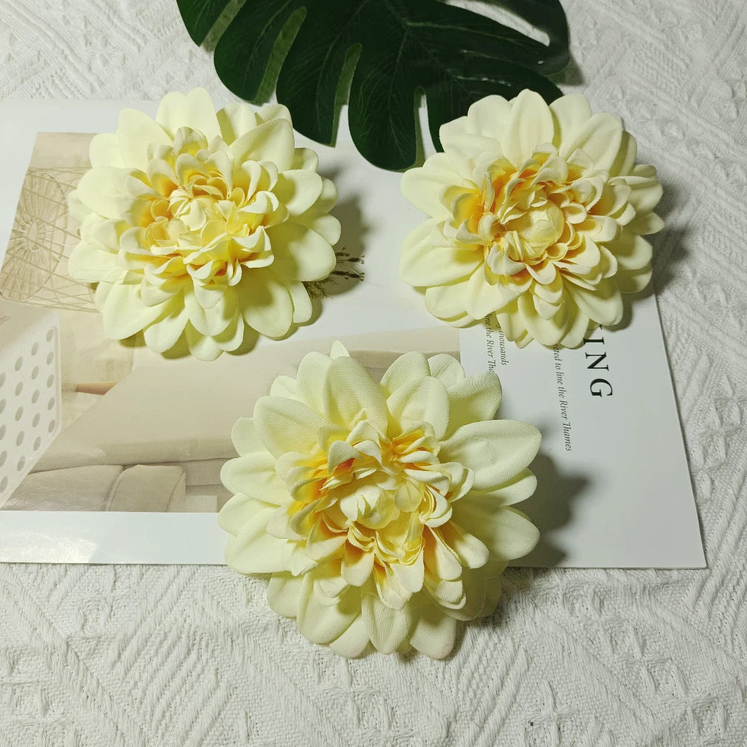 Dahlienköpfe 3er Set, 10 cm Kunstblumen-Köpfe, Täuschend Echt für DIY, Hochzeit, Floristik & Gestecke, Seidenblumen zum Basteln