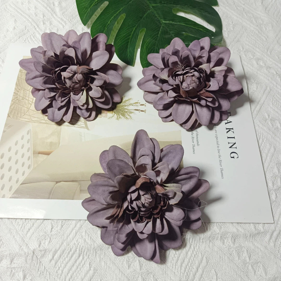 Dahlienköpfe 3er Set, 10 cm Kunstblumen-Köpfe, Täuschend Echt für DIY, Hochzeit, Floristik & Gestecke, Seidenblumen zum Basteln