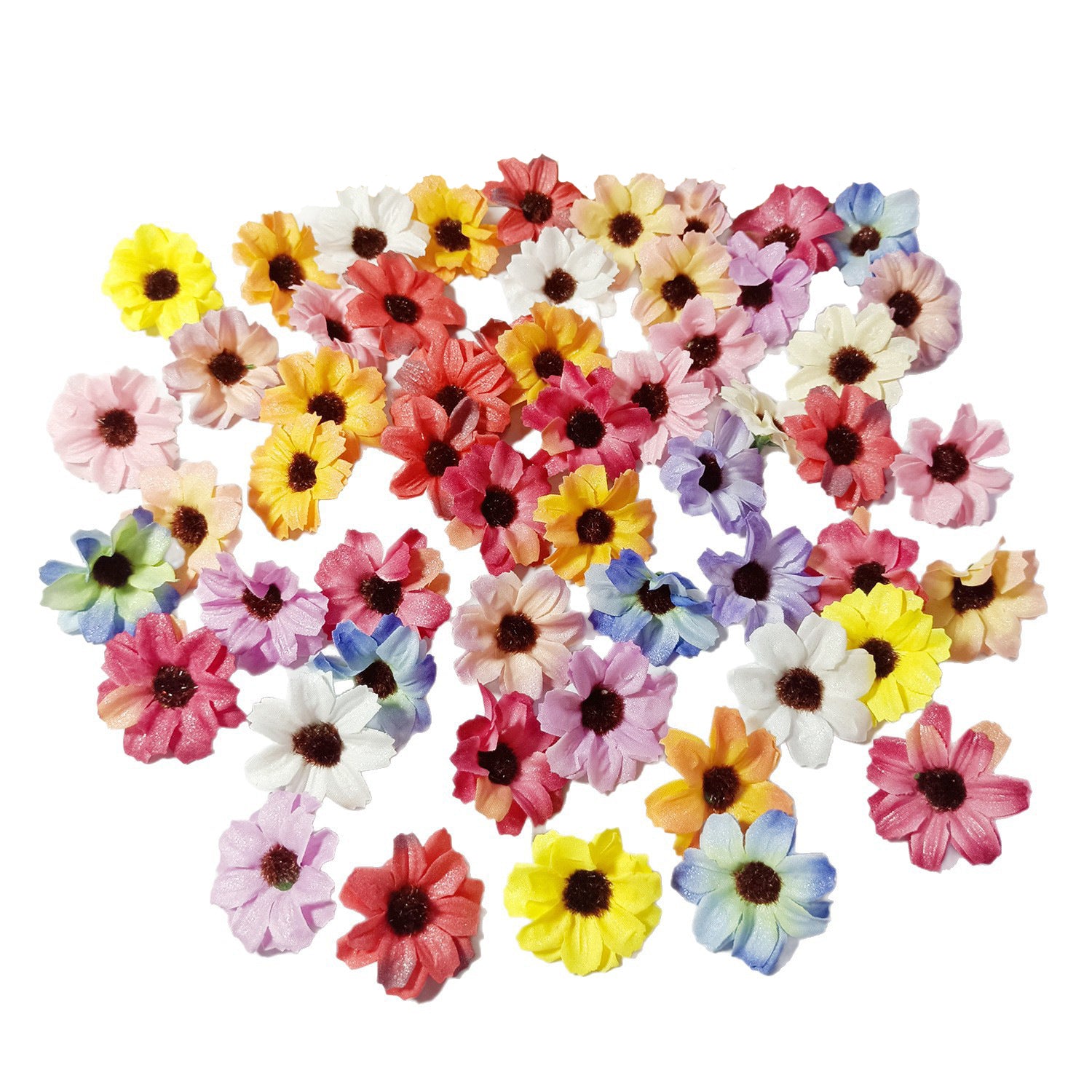 Künstliche Mini-Gänseblümchen, 3,5 cm, realistische Seidenblumen für DIY, Hochzeiten, Geschenkverpackung, Fotografie, 50 Stück
