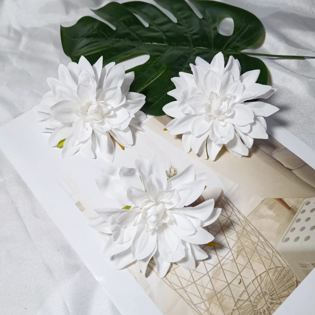 Dahlienköpfe Künstlich 3er Set, 10 cm Realistische Seidenblumen, Blüten für DIY Gestecke, Hochzeit, Kranz & Dekoration, Hochwertige Kunstblumen