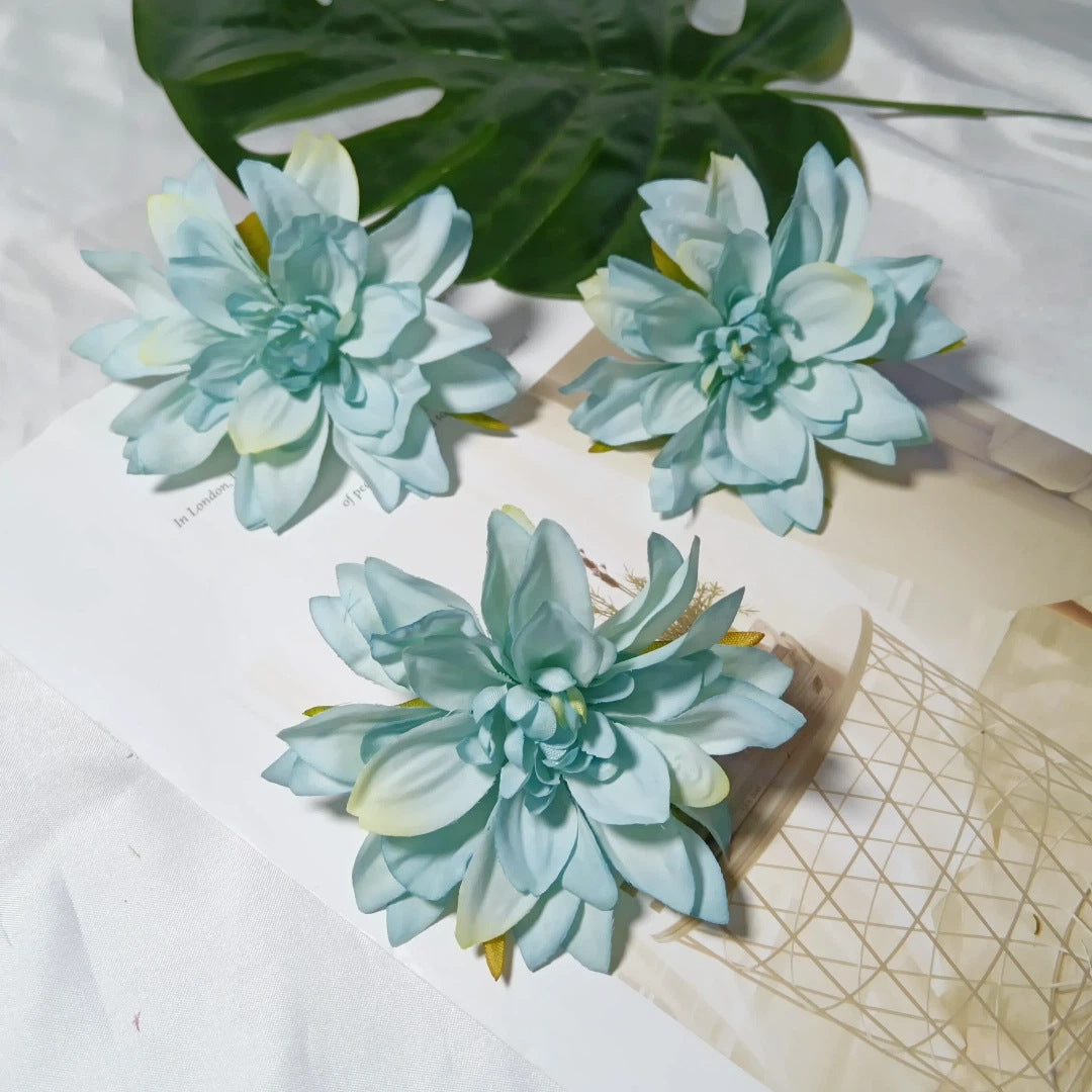 Dahlienköpfe Künstlich 3er Set, 10 cm Realistische Seidenblumen, Blüten für DIY Gestecke, Hochzeit, Kranz & Dekoration, Hochwertige Kunstblumen