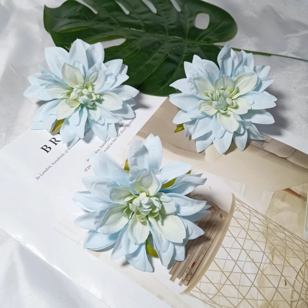 Dahlienköpfe Künstlich 3er Set, 10 cm Realistische Seidenblumen, Blüten für DIY Gestecke, Hochzeit, Kranz & Dekoration, Hochwertige Kunstblumen