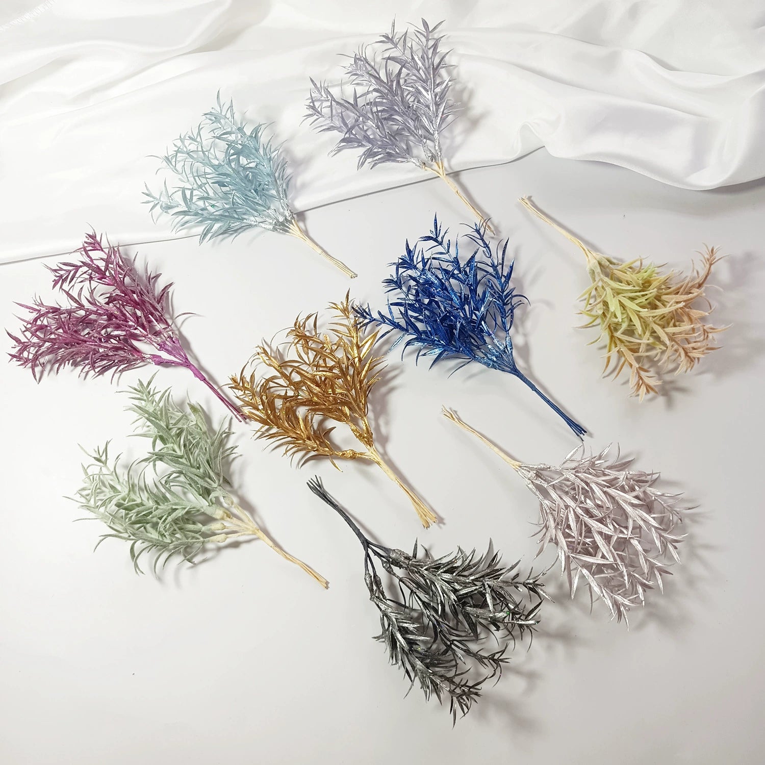 Sternengras Kunstzweig 20 cm, Täuschend echter Deko-Zweig für Gestecke & Vasen, Ideal für DIY, Hochzeit & Tischdeko, Kleine Kunstpflanze