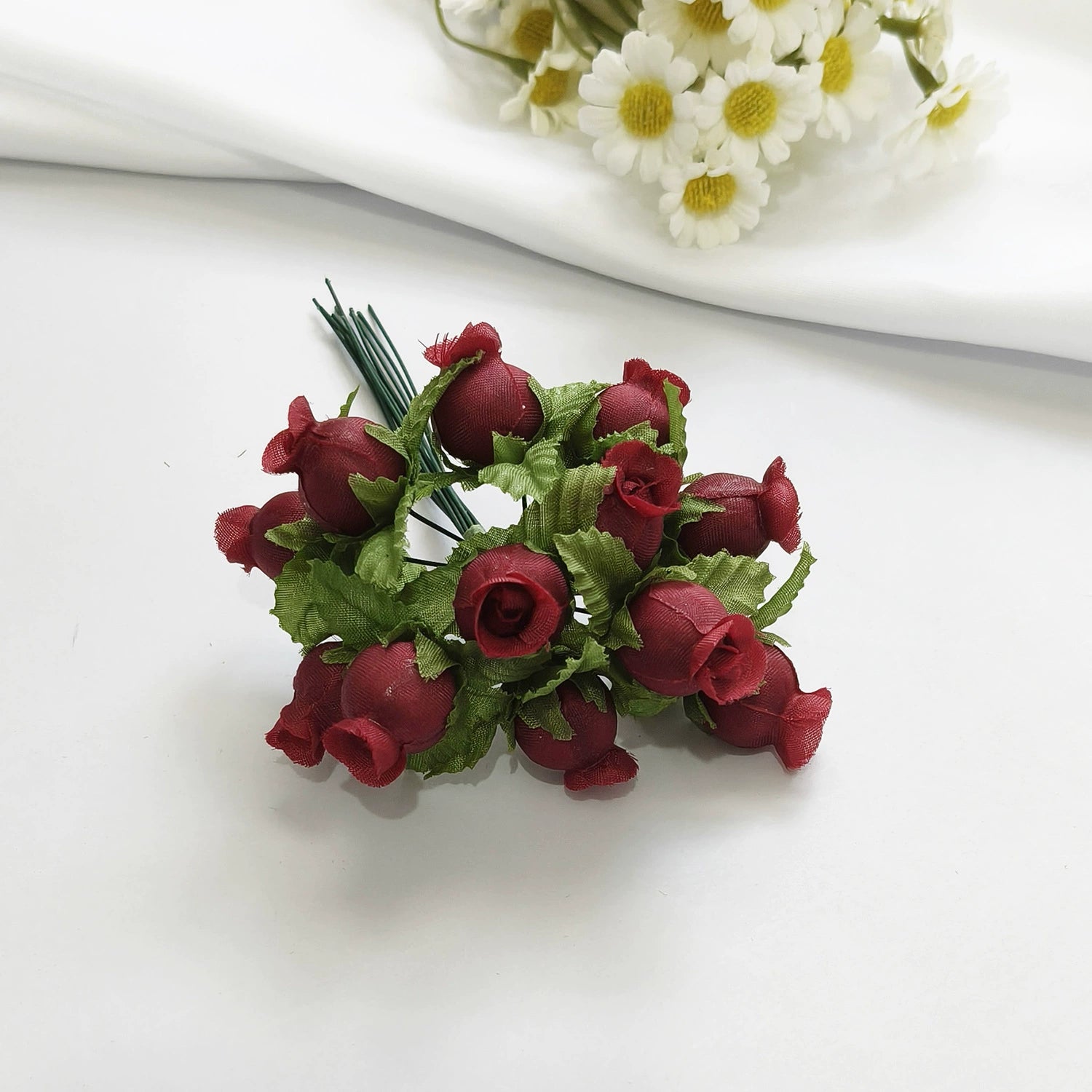 Mini Granatapfelblüten im 12er-Bund, Kunstblumen Strauss mit 2 cm Blüten, Detailgetreu & Langlebig für DIY-Projekte, Hochzeit & Gestecke