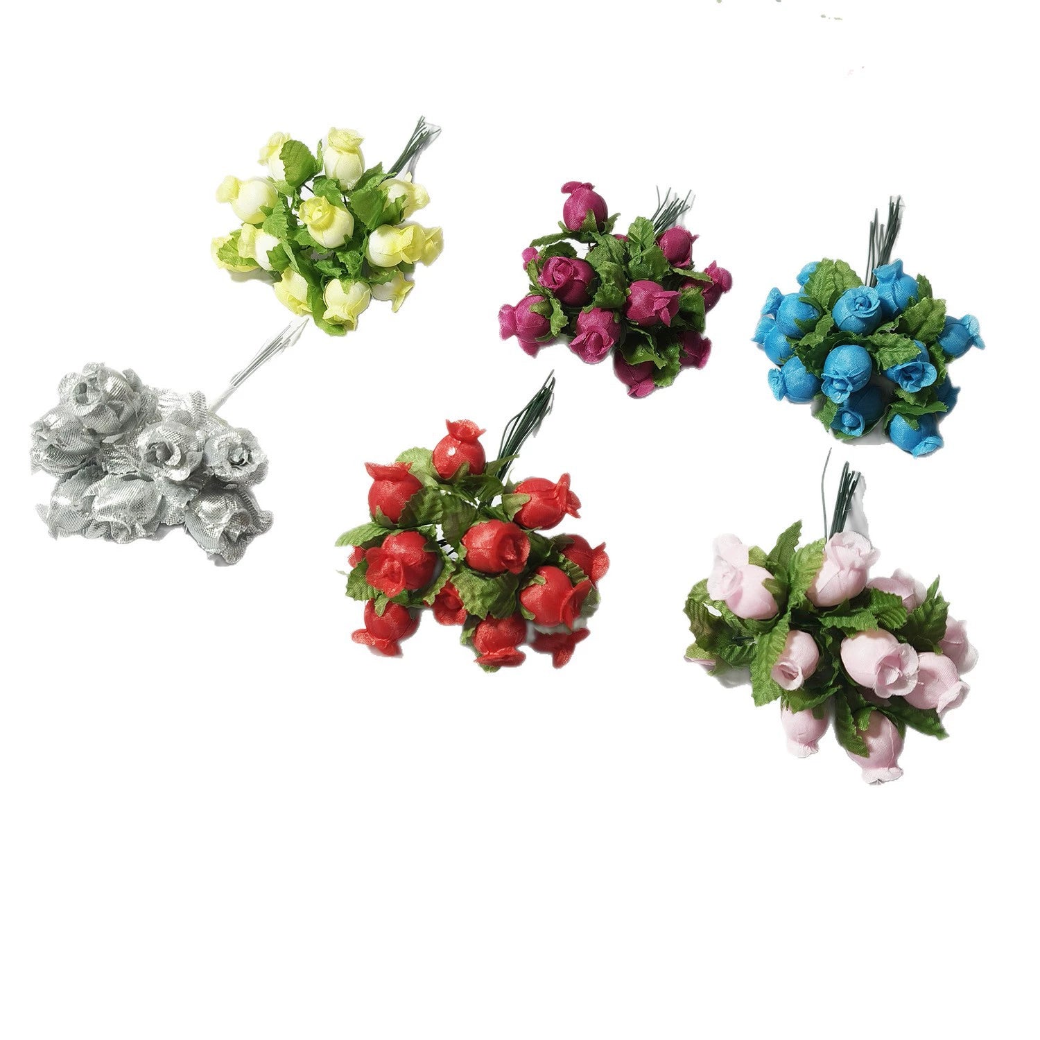 Mini Granatapfelblüten im 12er-Bund, Kunstblumen Strauss mit 2 cm Blüten, Detailgetreu & Langlebig für DIY-Projekte, Hochzeit & Gestecke