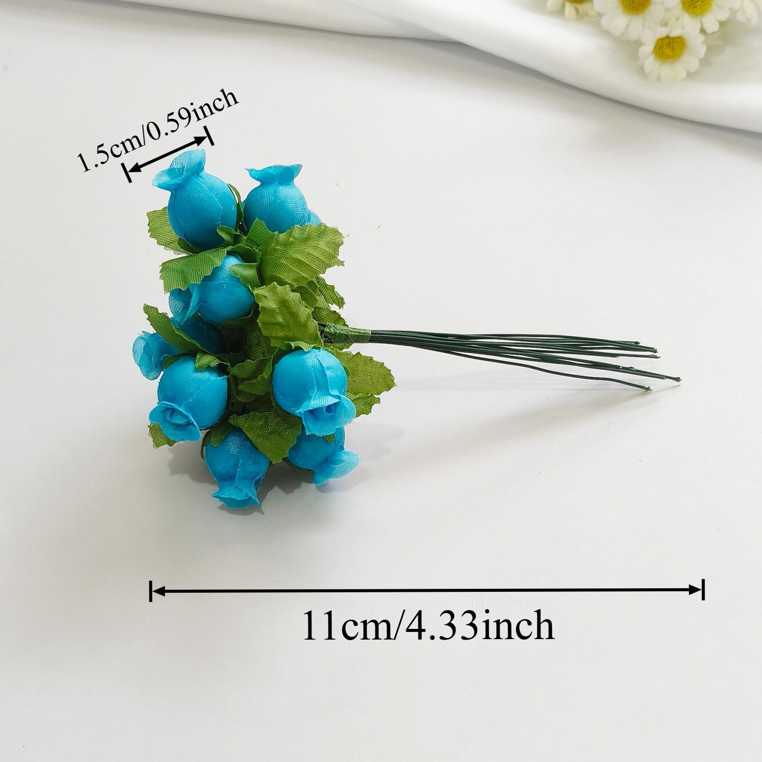 Mini Granatapfelblüten im 12er-Bund, Kunstblumen Strauss mit 2 cm Blüten, Detailgetreu & Langlebig für DIY-Projekte, Hochzeit & Gestecke