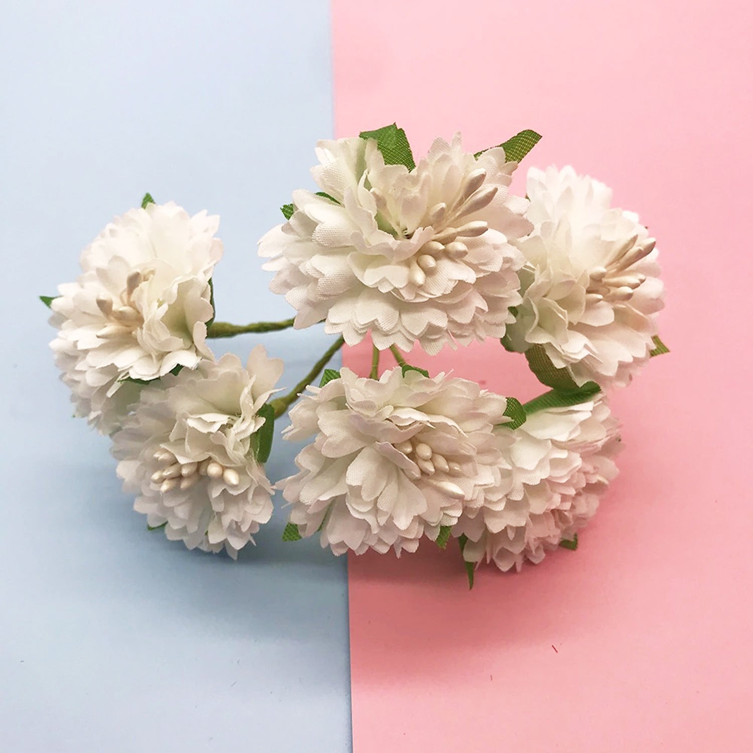 Kleine Kunstblumen Nelken & Pfingstrosen, 6 Stk. pro Bund, 10 cm, Täuschend Echte Seidenblumen für DIY, Hochzeit, Ansteckblumen & Deko