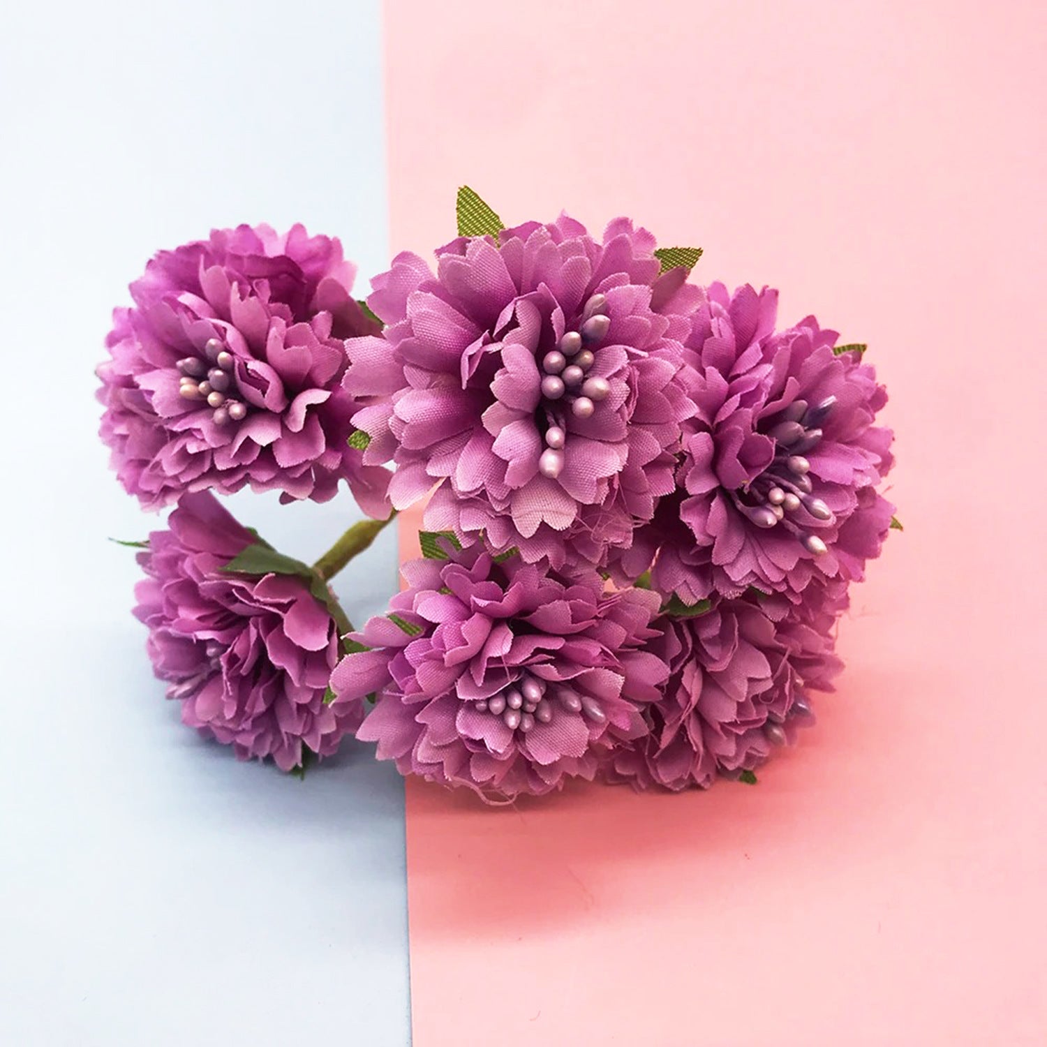 Kleine Kunstblumen Nelken & Pfingstrosen, 6 Stk. pro Bund, 10 cm, Täuschend Echte Seidenblumen für DIY, Hochzeit, Ansteckblumen & Deko