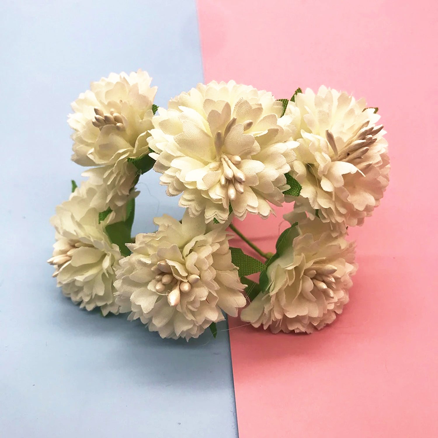 Kleine Kunstblumen Nelken & Pfingstrosen, 6 Stk. pro Bund, 10 cm, Täuschend Echte Seidenblumen für DIY, Hochzeit, Ansteckblumen & Deko